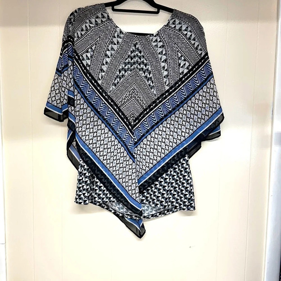 AB Studio Tank Top with Semi Sheer Poncho Overlay Sz Xl - Picture 1 of 9